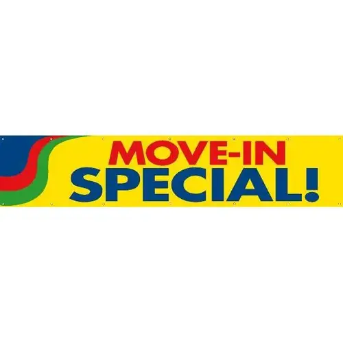 Horizontal Move In Special Banner, Yellow, 20 ft X 4 ft Horizontal Move In Special Banner, Yellow, 20 ft X 4 ft