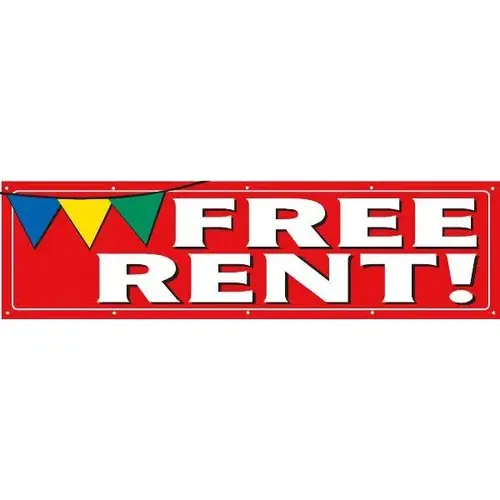 Horizontal Free Rent Banner, Red Pennant, 15 ft X 4 ft Horizontal Free Rent Banner, Red Pennant, 15 ft X 4 ft
