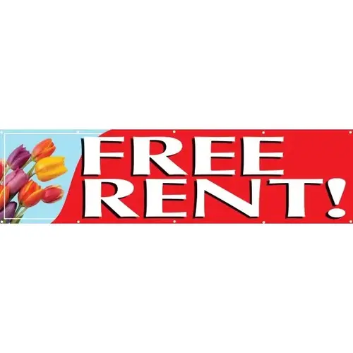 Horizontal Free Rent Banner, Tulips, 15 ft X 4 ft Horizontal Free Rent Banner, Tulips, 15 ft X 4 ft