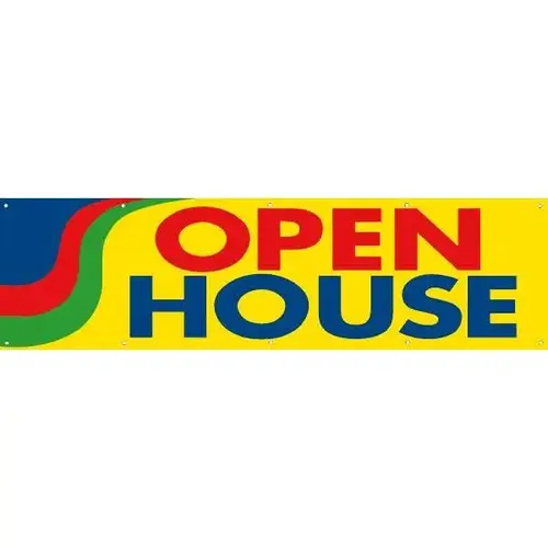 Horizontal Open House Banner, Yellow, 15 ft X 4 ft Horizontal Open House Banner, Yellow, 15 ft X 4 ft