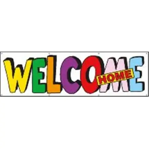 Horizontal Welcome Home Banner, Multicolored Letters, 10 ft X 3 ft Horizontal Welcome Home Banner, Multicolored Letters, 10 ft X 3 ft