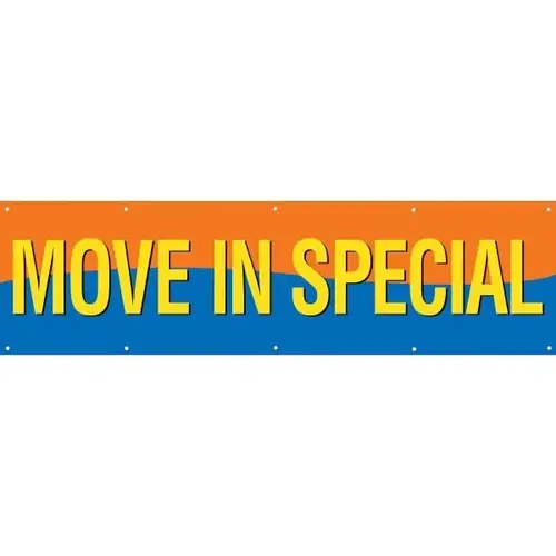Move In Special Horizontal Banner, Orange/Blue/Yellow, 15 ft X 4 ft Move In Special Horizontal Banner, Orange/Blue/Yellow, 15 ft X 4 ft