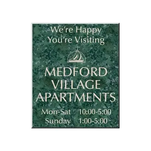 Front Engraved Sign, Green Marble, 10 X 12 Front Engraved Sign, Green Marble, 10 X 12