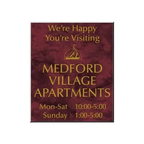 Front Engraved Sign, Red Marble, 10 X 12 Front Engraved Sign, Red Marble, 10 X 12