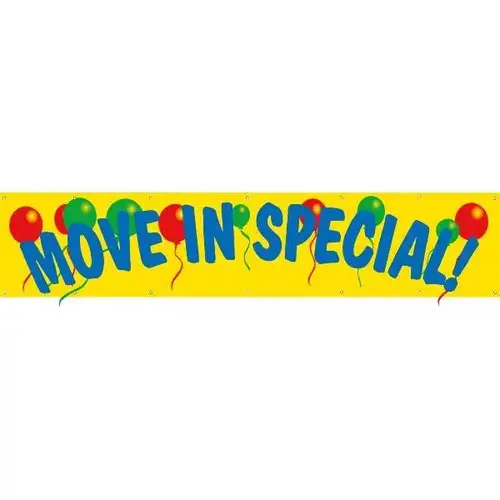Horizontal Move In Special! Banner, Balloons, 20 ft X 4 ft Horizontal Move In Special! Banner, Balloons, 20 ft X 4 ft
