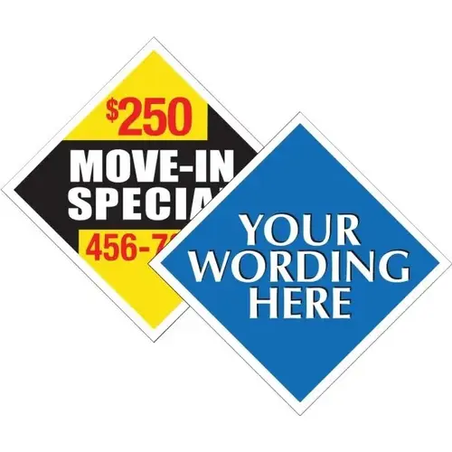 Aluminum Custom 2-Sided Diamond Amenity Sign, 24 X 24 Aluminum Custom 2-Sided Diamond Amenity Sign, 24 X 24