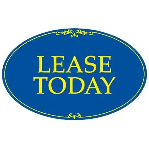 Coroplast Lease Today Oval Amenity Sign, Blue/Yellow, 32 X 21 Coroplast Lease Today Oval Amenity Sign, Blue/Yellow, 32 X 21