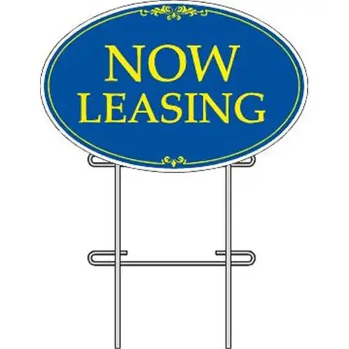 Coroplast Now Leasing Oval Amenity Sign Kit, Blue/Yellow, 32 X 21 Coroplast Now Leasing Oval Amenity Sign Kit, Blue/Yellow, 32 X 21
