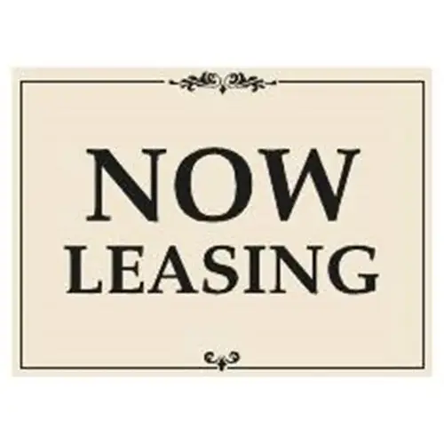Semi-Custom Coroplast Now Leasing Amenity Sign, Black And Ivory, 24 X 18 Semi-Custom Coroplast Now Leasing Amenity Sign, Black And Ivory, 24 X 18