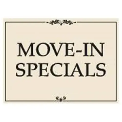 Coroplast Move In Specials Amenity Sign, Black And Ivory, 24 X 18 Coroplast Move In Specials Amenity Sign, Black And Ivory, 24 X 18