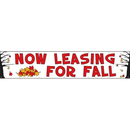 Horizontal Now Leasing For Fall Banner, Autumn Leaves, 20 ft X 4 ft Horizontal Now Leasing For Fall Banner, Autumn Leaves, 20 ft X 4 ft