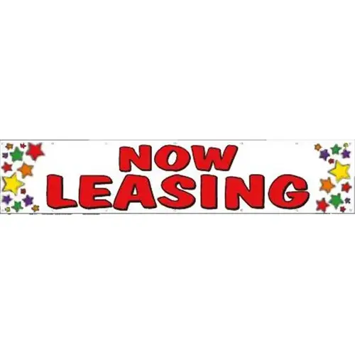 Horizontal Now Leasing Banner, Multicolored Stars Horizontal Now Leasing Banner, Multicolored Stars