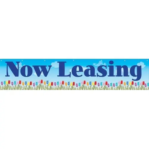 Horizontal Now Leasing Banner, Tulips/Flowers, 20 ft X 4 ft Horizontal Now Leasing Banner, Tulips/Flowers, 20 ft X 4 ft