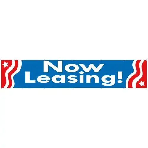 Horizontal Now Leasing! Banner, Patriotic, 20 ft X 4 ft Horizontal Now Leasing! Banner, Patriotic, 20 ft X 4 ft