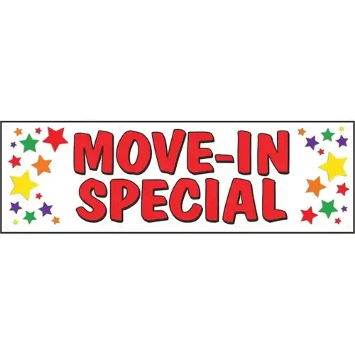Horizontal Move In Special Banner, Multicolored Stars, 15 ft X 4 ft Horizontal Move In Special Banner, Multicolored Stars, 15 ft X 4 ft