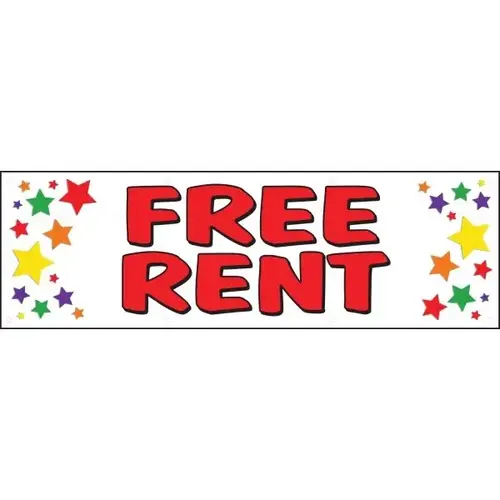 Horizontal Free Rent Banner, Multicolored Stars, 10 ft X 3 ft Horizontal Free Rent Banner, Multicolored Stars, 10 ft X 3 ft