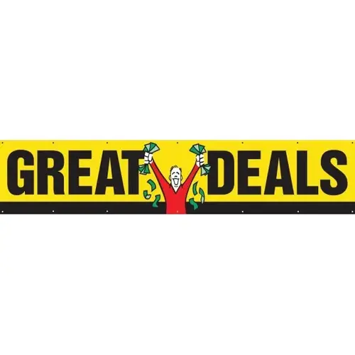 Horizontal Great Deals Banner, Black/Yellow/Red, 20 ft X 4 ft Horizontal Great Deals Banner, Black/Yellow/Red, 20 ft X 4 ft