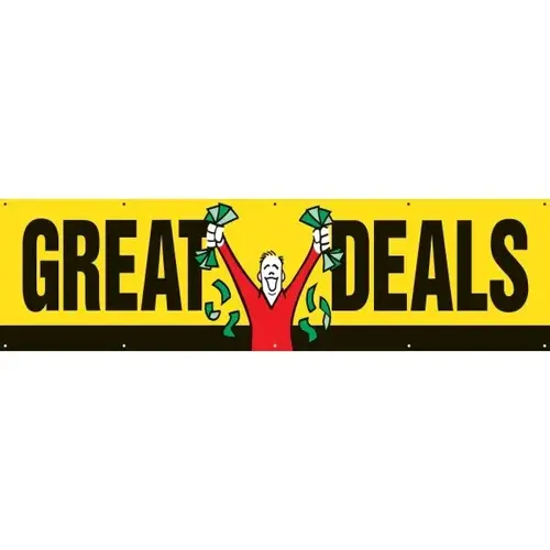 Great Deals Horizontal Banner, Black/Yellow/Red, 15 ft X 4 ft Great Deals Horizontal Banner, Black/Yellow/Red, 15 ft X 4 ft