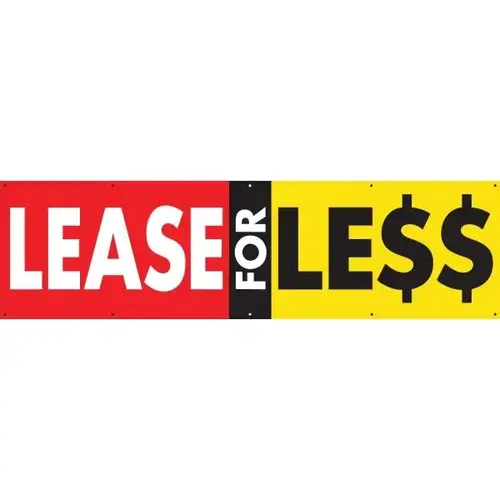 Horizontal Lease For Less Banner, Red/Black/Yellow, 15 ft X 4 ft Horizontal Lease For Less Banner, Red/Black/Yellow, 15 ft X 4 ft