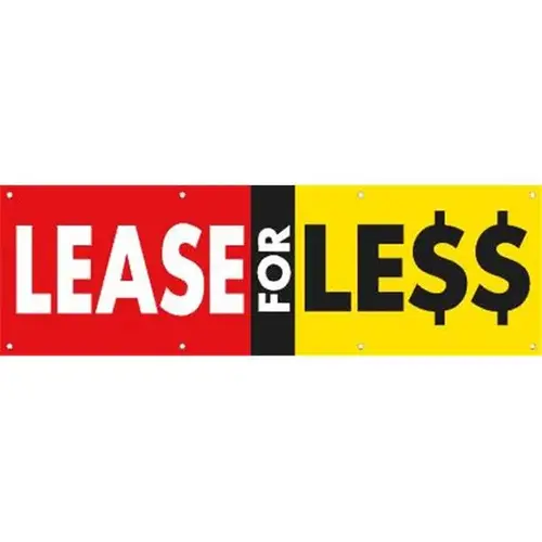 Horizontal Lease For Less Banner, Red/Black/Yellow, 10 ft X 3 ft Horizontal Lease For Less Banner, Red/Black/Yellow, 10 ft X 3 ft