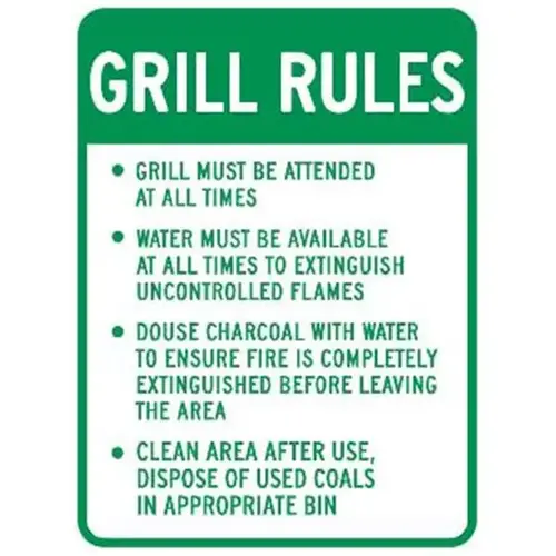 Grill Rules Sign, Coal Disposal, Non-Reflective, 18 X 24 Grill Rules Sign, Coal Disposal, Non-Reflective, 18 X 24