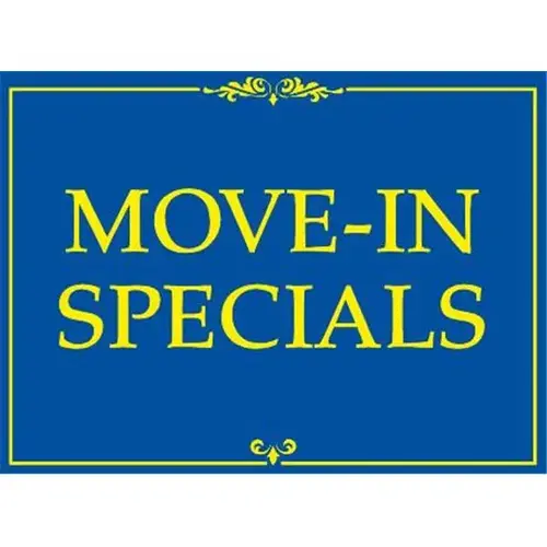 Coroplast Move-In Specials Amenity Sign, Blue And Yellow, 24 X 18 Coroplast Move-In Specials Amenity Sign, Blue And Yellow, 24 X 18