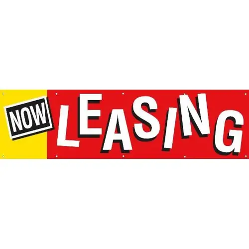 Now Leasing Horizontal Banner, Red/Yellow, 15 ft X 4 ft Now Leasing Horizontal Banner, Red/Yellow, 15 ft X 4 ft