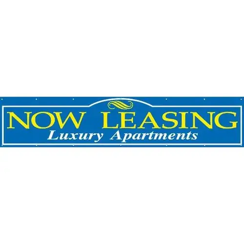 Horizontal Now Leasing Luxury Apartments Banner, 20 ft X 4 ft Horizontal Now Leasing Luxury Apartments Banner, 20 ft X 4 ft