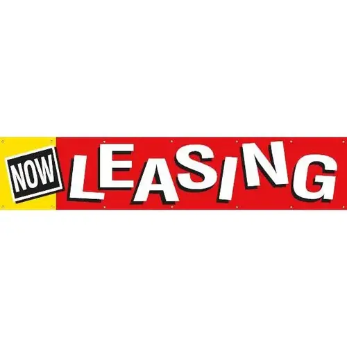 Horizontal Now Leasing Banner, Red/Yellow, 20 ft X 4 ft Horizontal Now Leasing Banner, Red/Yellow, 20 ft X 4 ft