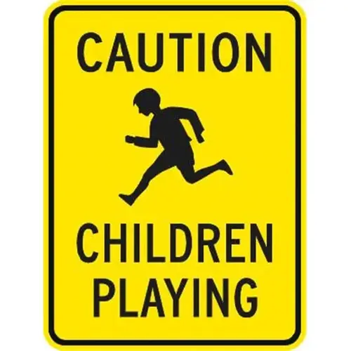 Caution Children Playing Symbol Sign, Reflective, 18 X 24 Caution Children Playing Symbol Sign, Reflective, 18 X 24
