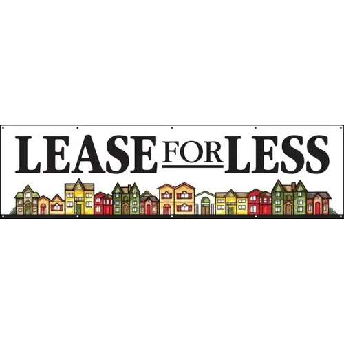 Horizontal Lease For Less Banner, Houses, 15 ft X 4 ft Horizontal Lease For Less Banner, Houses, 15 ft X 4 ft