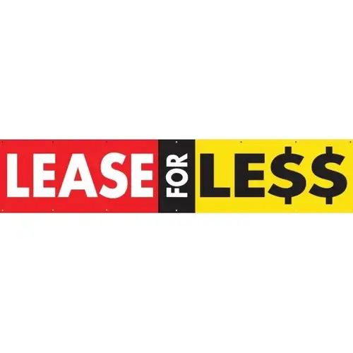 Horizontal Lease For Less Banner, Red/Black/Yellow, 20 ft X 4 ft Horizontal Lease For Less Banner, Red/Black/Yellow, 20 ft X 4 ft
