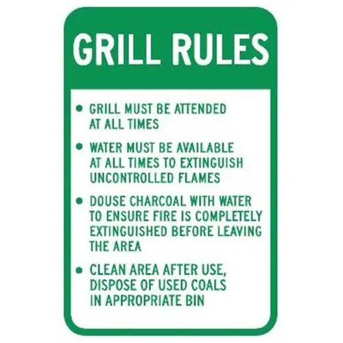 Grill Rules Sign, Coal Disposal, Non-Reflective, 12 X 18 Grill Rules Sign, Coal Disposal, Non-Reflective, 12 X 18
