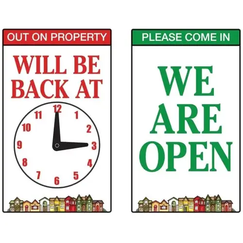 Two-Sided Clock Sign 6 X 10" - "We Are Open" Two-Sided Clock Sign 6 X 10" - "We Are Open"
