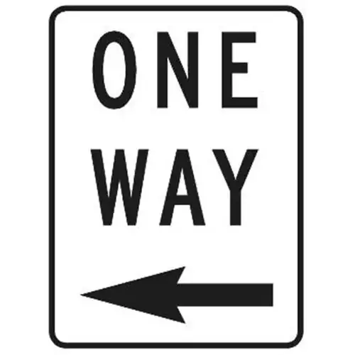 One Way Sign With Left Arrow, Reflective, 18 X 24 One Way Sign With Left Arrow, Reflective, 18 X 24