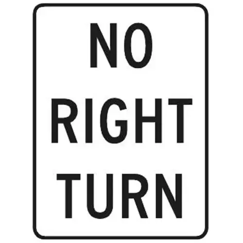No Right Turn Sign, Reflective, 18 X 24 In No Right Turn Sign, Reflective, 18 X 24 In