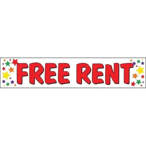 Horizontal Free Rent Banner, Multicolored Stars, 20 ft X 4 ft Horizontal Free Rent Banner, Multicolored Stars, 20 ft X 4 ft