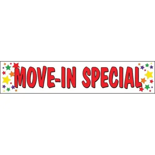 Horizontal Move In Special Banner, Multicolored Stars, 20 ft X 4 ft Horizontal Move In Special Banner, Multicolored Stars, 20 ft X 4 ft