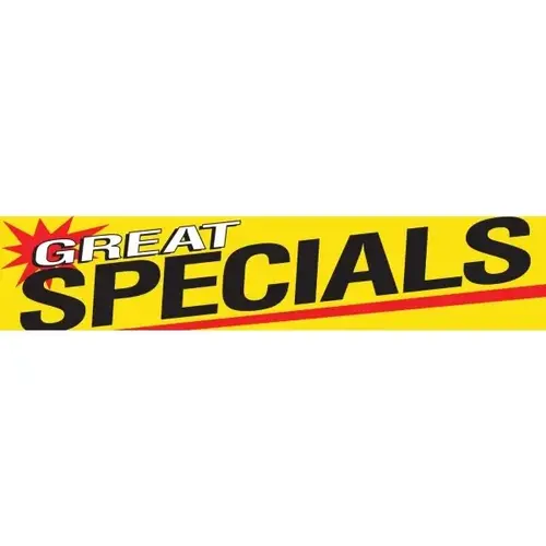 Horizontal Great Specials Banner, Red/Yellow, 20 ft X 4 ft Horizontal Great Specials Banner, Red/Yellow, 20 ft X 4 ft