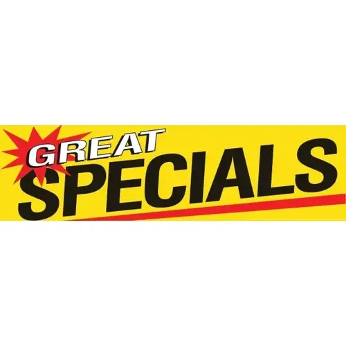 Horizontal Great Specials Banner, Red/Yellow, 15 ft X 4 ft Horizontal Great Specials Banner, Red/Yellow, 15 ft X 4 ft