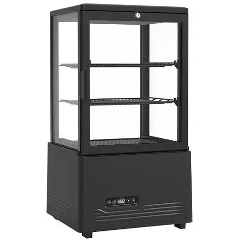 2.1 Cu. Ft. 4-Sided Glass Refrigerated Display Case In Black 2.1 Cu. Ft. 4-Sided Glass Refrigerated Display Case In Black