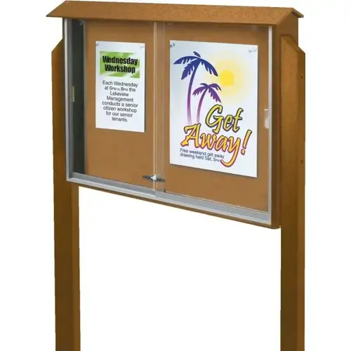 Enclosed Single Door Indoor Corkboard, Wall Mount, Cedar, 45" X 3 ft6" Enclosed Single Door Indoor Corkboard, Wall Mount, Cedar, 45" X 3 ft6"