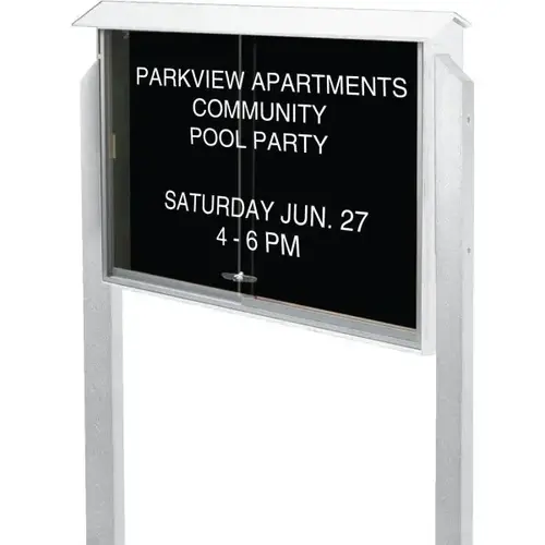 Enclosed Sliding Door Indoor Letter Board, White, 45" X 3 ft Enclosed Sliding Door Indoor Letter Board, White, 45" X 3 ft