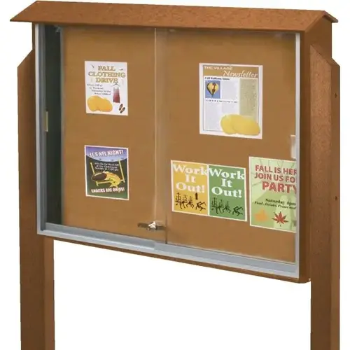 Enclosed Sliding Door Outdoor Corkboard, Wall Mount, Cedar, 52 X 40" Enclosed Sliding Door Outdoor Corkboard, Wall Mount, Cedar, 52 X 40"