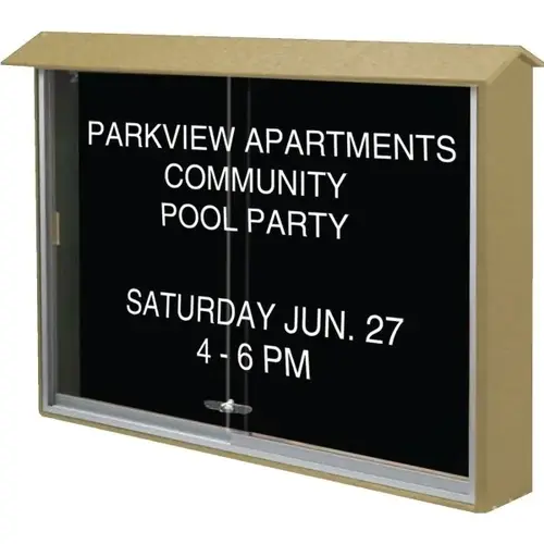 Enclosed Sliding Door Indoor Letter Board, Wall Mount, Sand, 52 X 40" Enclosed Sliding Door Indoor Letter Board, Wall Mount, Sand, 52 X 40"