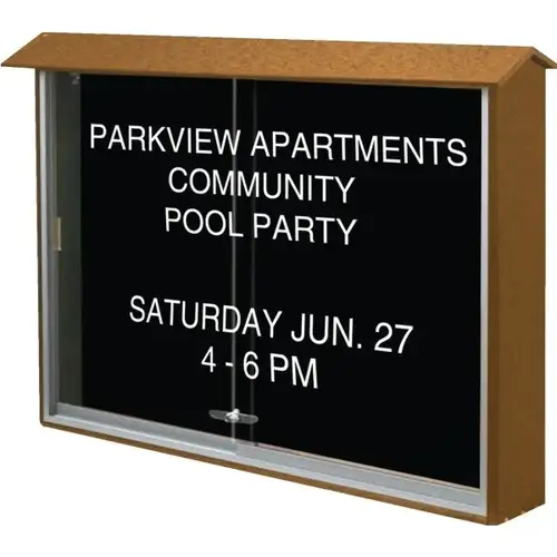 Enclosed Sliding Door Indoor Letter Board, Wall Mount, Cedar, 45" X 3 ft Enclosed Sliding Door Indoor Letter Board, Wall Mount, Cedar, 45" X 3 ft