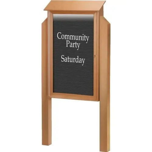 Enclosed Single Door Outdoor Letter Board, Light Post, Cedar, 32 X 48" Enclosed Single Door Outdoor Letter Board, Light Post, Cedar, 32 X 48"