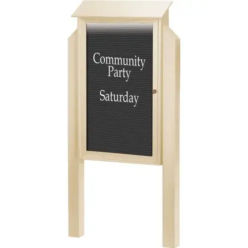 Enclosed Single Door Outdoor Letter Board, Light Post, Sand, 26 X 42" Enclosed Single Door Outdoor Letter Board, Light Post, Sand, 26 X 42"