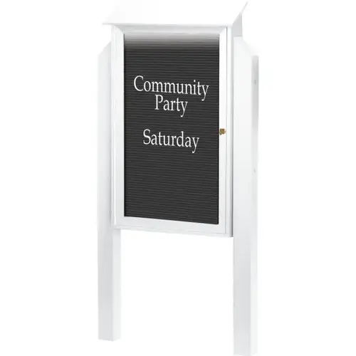 Enclosed Single Door Outdoor Letter Board, Light Post, White, 38 X 54" Enclosed Single Door Outdoor Letter Board, Light Post, White, 38 X 54"