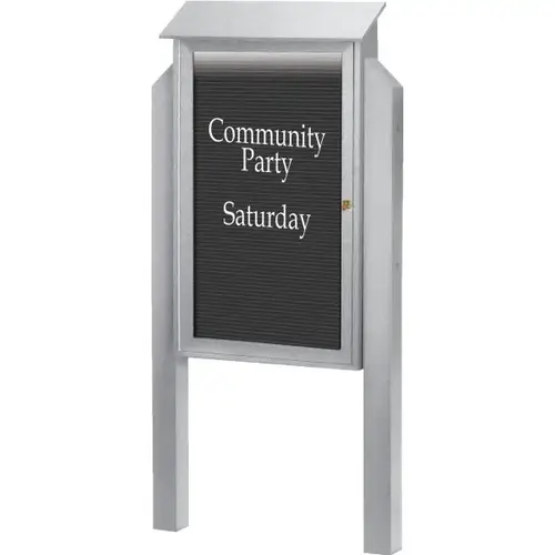 Enclosed Single Door Outdoor Letter Board, Light Post, Light Gray, 38 X 54" Enclosed Single Door Outdoor Letter Board, Light Post, Light Gray, 38 X 54"